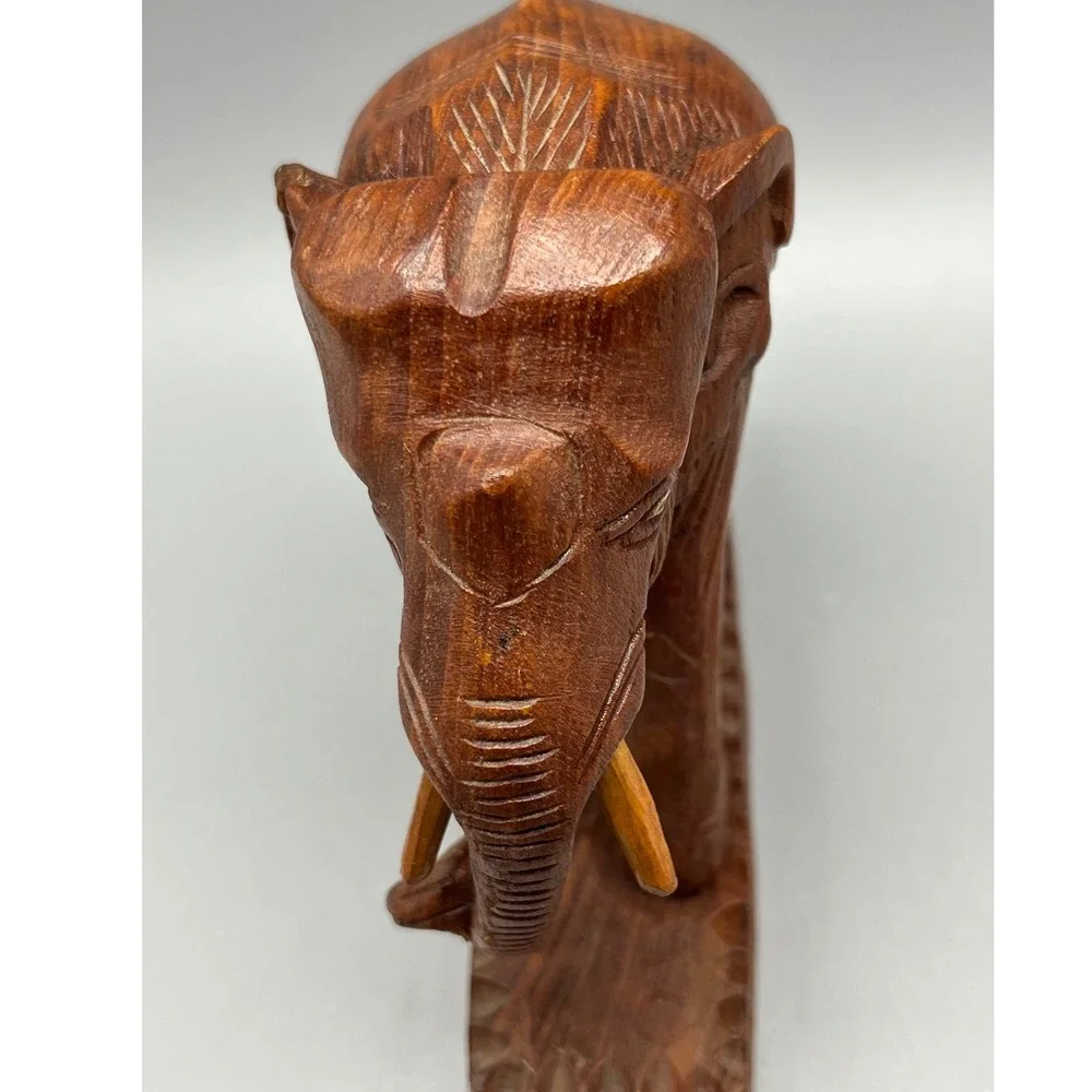 Vintage Hand Carved Solid Wooden Elephant 5.5x‎ 5